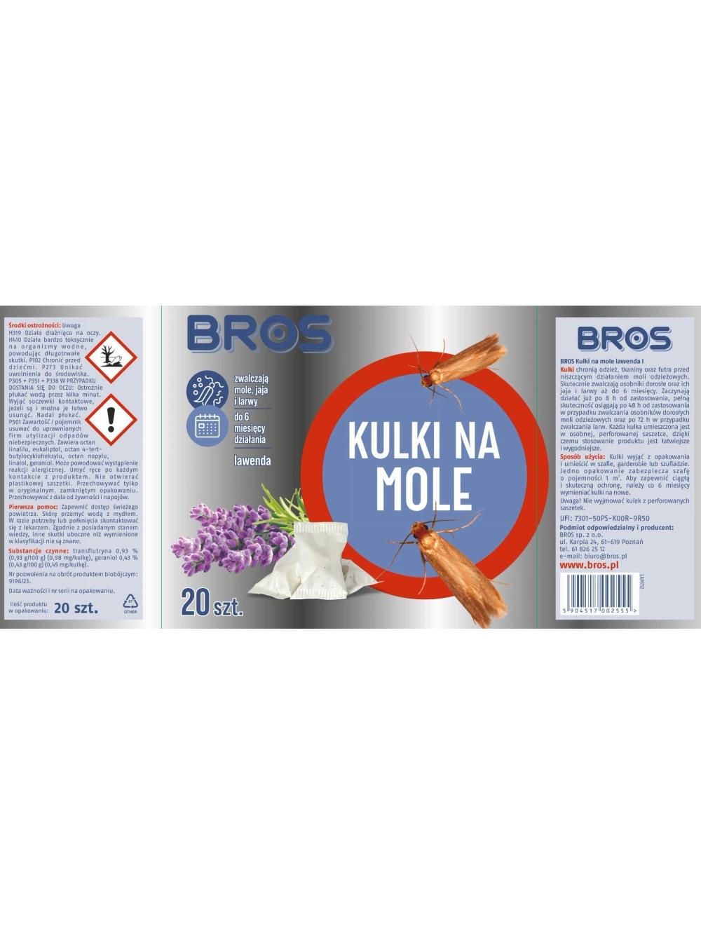 BROS Kulki na mole - lawenda 20szt.