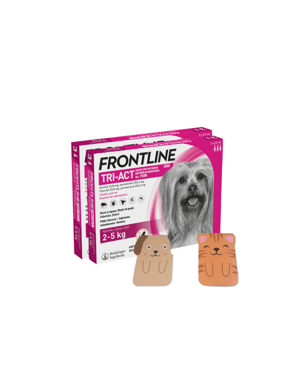 FRONTLINE Tri-Act  XS 2-5kg (pipeta 3 x 0,5ml) X2+ Zakładka magnetyczna GRATIS!