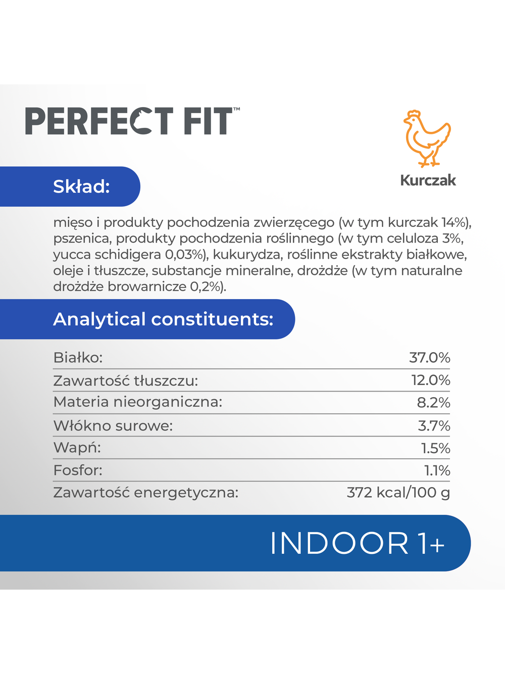 PERFECT FIT (Indoor 1+) 6x750g Bogaty w kurczaka - sucha karma dla kota żyjącego w domu
