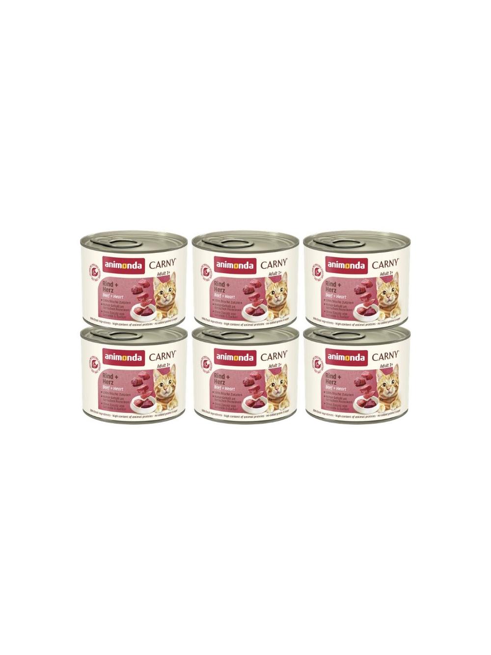 ANIMONDA Cat Carny Adult smak: wołowina i serca 6 x 200g
