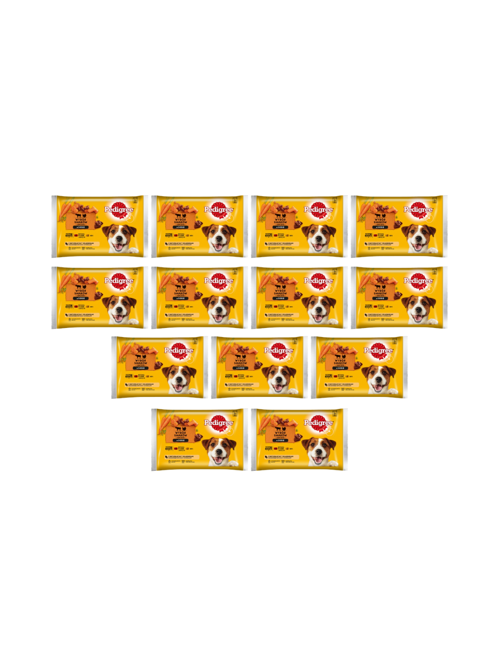 PEDIGREE Adult saszetka 13x(4x100g) - Wybór Smaków z Marchewką w Sosie, mokra karma pełnoporcjowa dla dorosłych psów (kawałki bogate w mieszankę wołowiny i jagnięciny oraz kawałki bogate w indyka)
