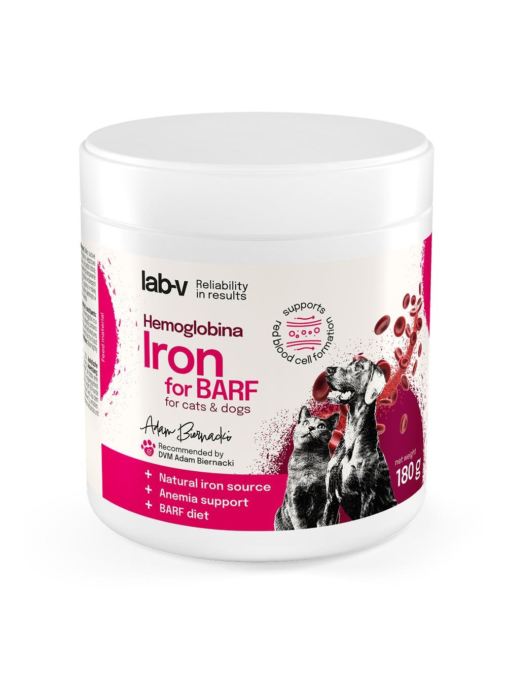 Lab-v Hemoglobina – naturalne żelazo hemowe do mieszanek BARF i diet domowych 180 g