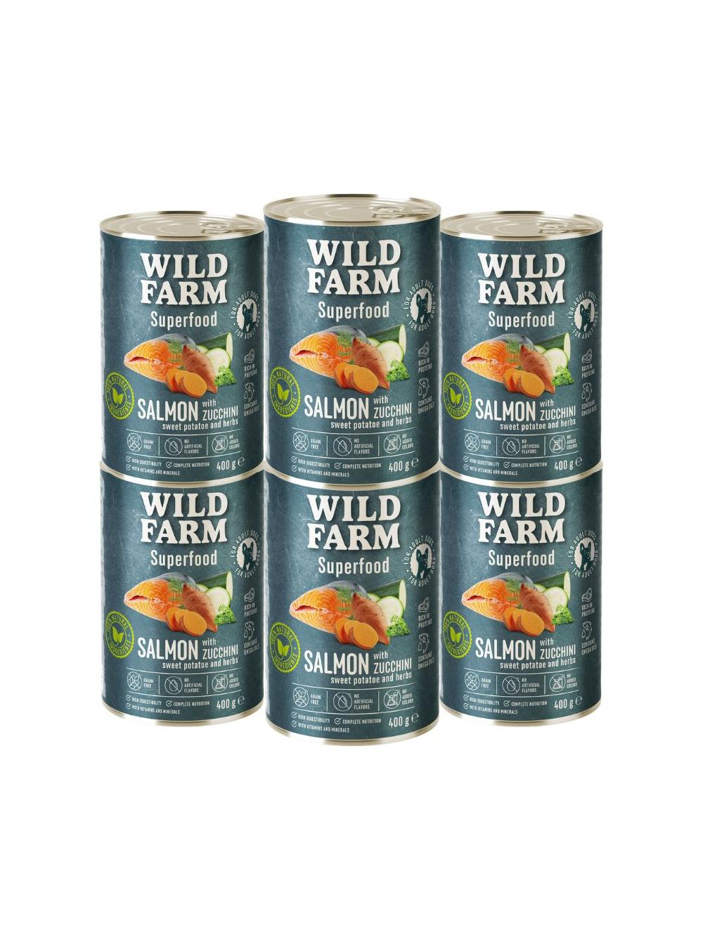 WILD FARM Superfood Salmon 6x400g bezzbożowa karma dla psa
