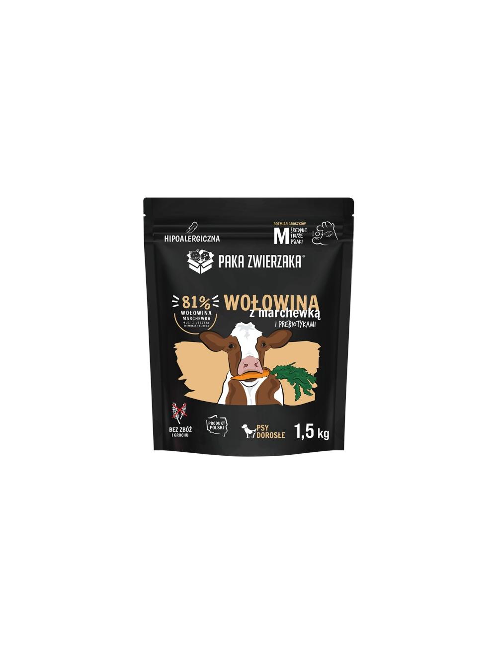 Paka Zwierzaka - Karma sucha SH Wołowina z marchewką "M" 1,5kg