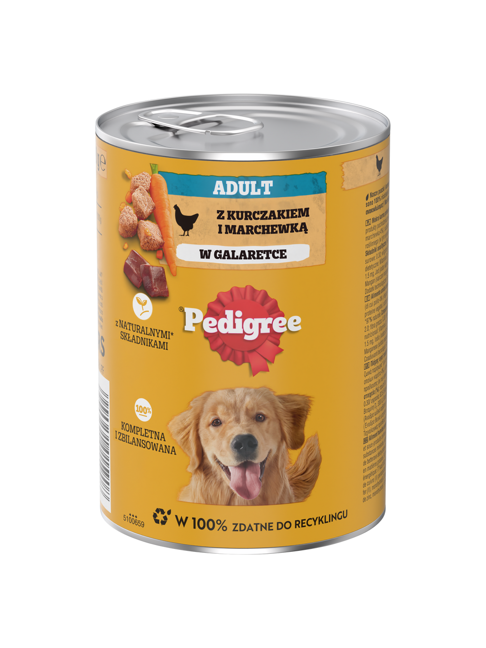 PEDIGREE Adult puszka 6x400g - mokra karma pełnoporcjowa dla dorosłych psów, z kurczakiem i marchewką w galaretce