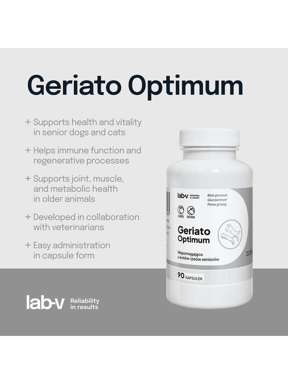 Lab-v Geriato Optimum – Wspomaganie zdrowia seniorów dla psów i kotów 90 kapsułek