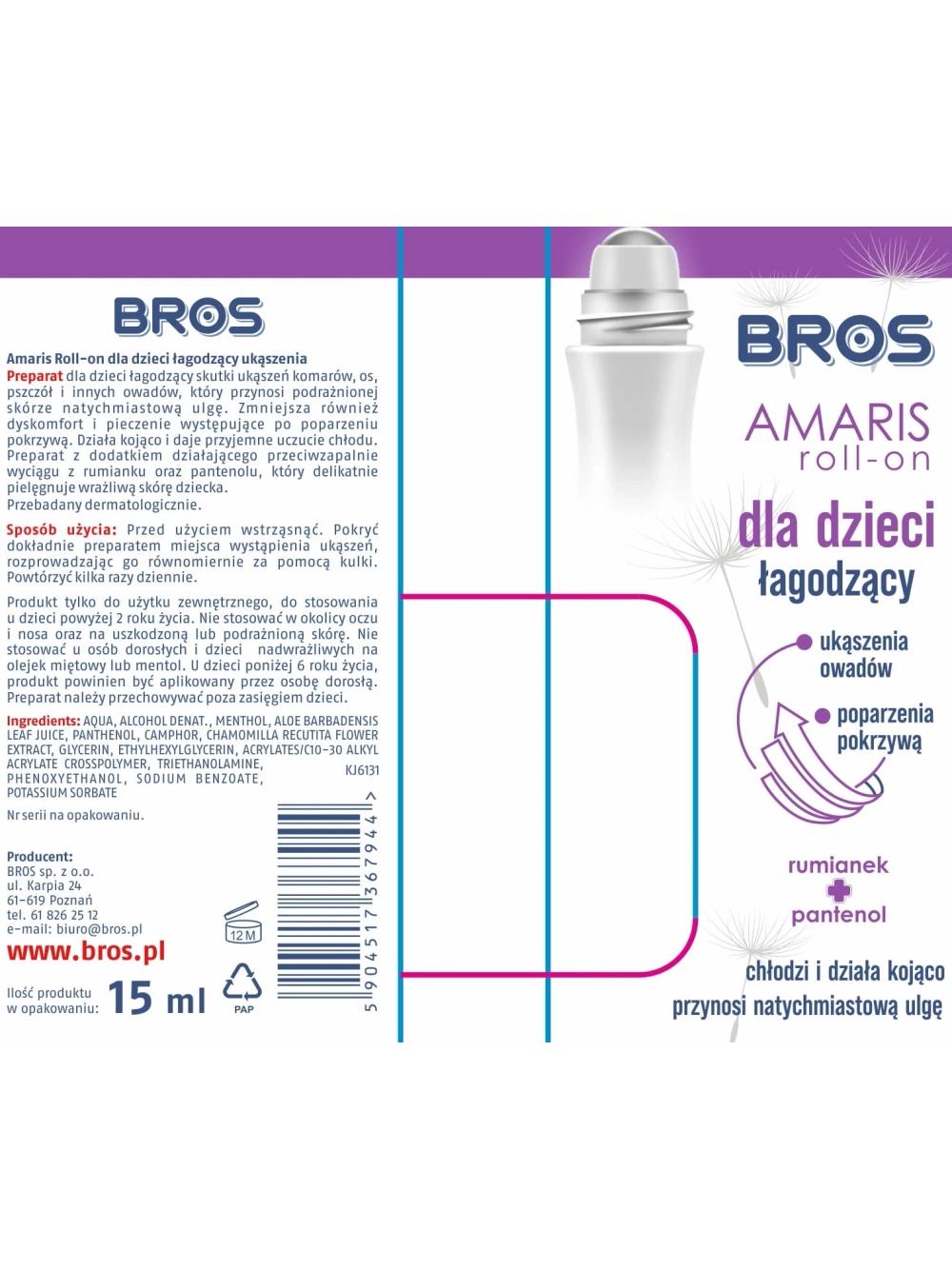 BROS Amaris Roll-on dla dzieci łagodzący ukąszenia 15ml