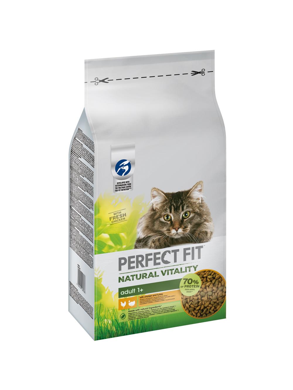 Perfect Fit™ Natural Vitality  – sucha karma pełnoporcjowa dla dorosłych kotów, z kurczakiem i indykiem – 6kg
