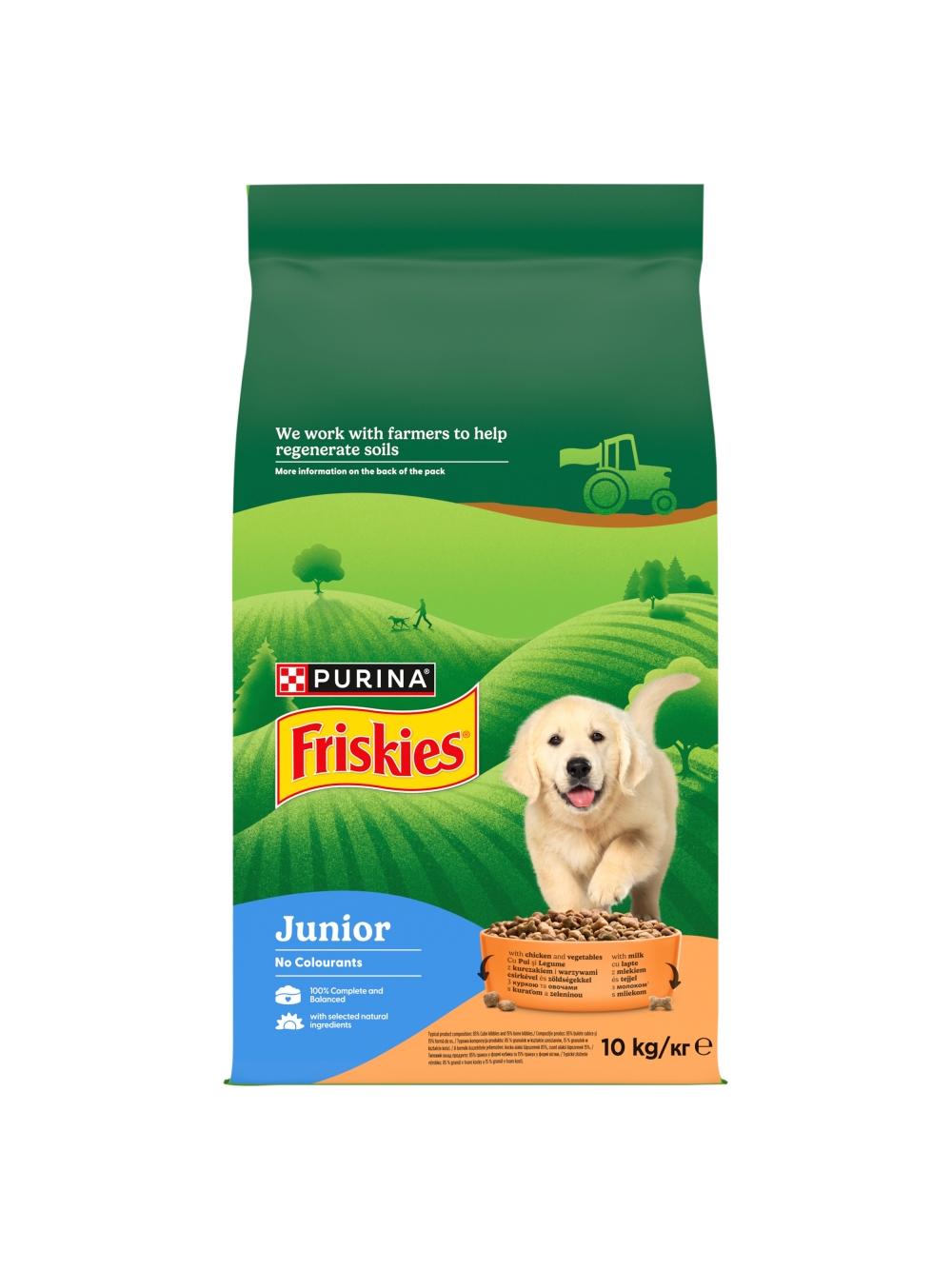 Friskies Junior Karma dla szczeniąt z kurczakiem i warzywami z mlekiem 10 kg