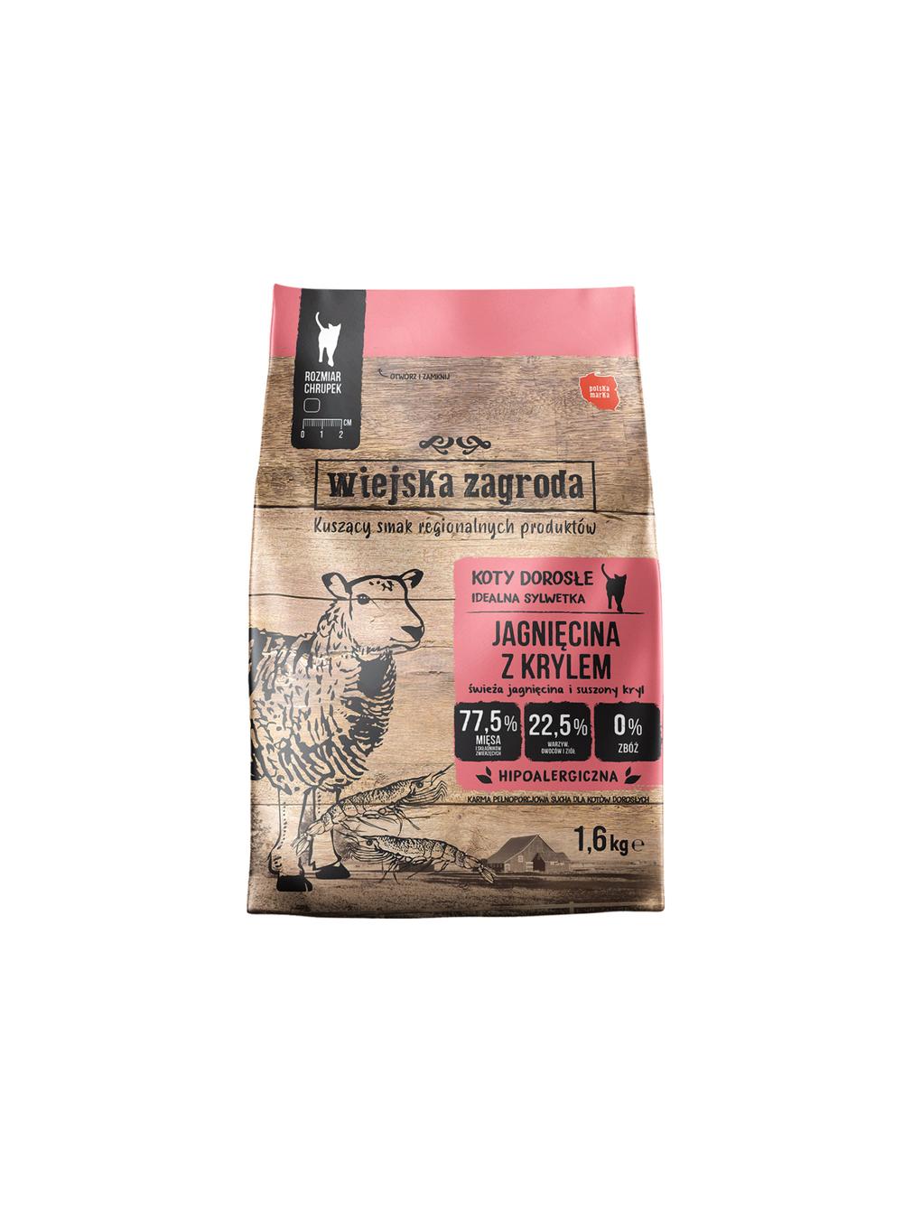 Wiejska Zagroda Jagnięcina z krylem dla kota 1,6kg