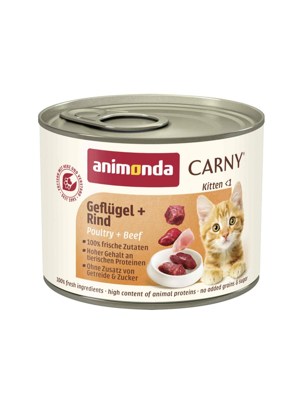 ANIMONDA Cat Carny Kitten smak: drób i wołowina 200g