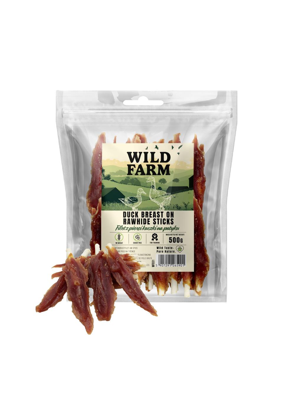 WILD FARM filet z piersi kaczki na patyku 500g przysmak dla psa