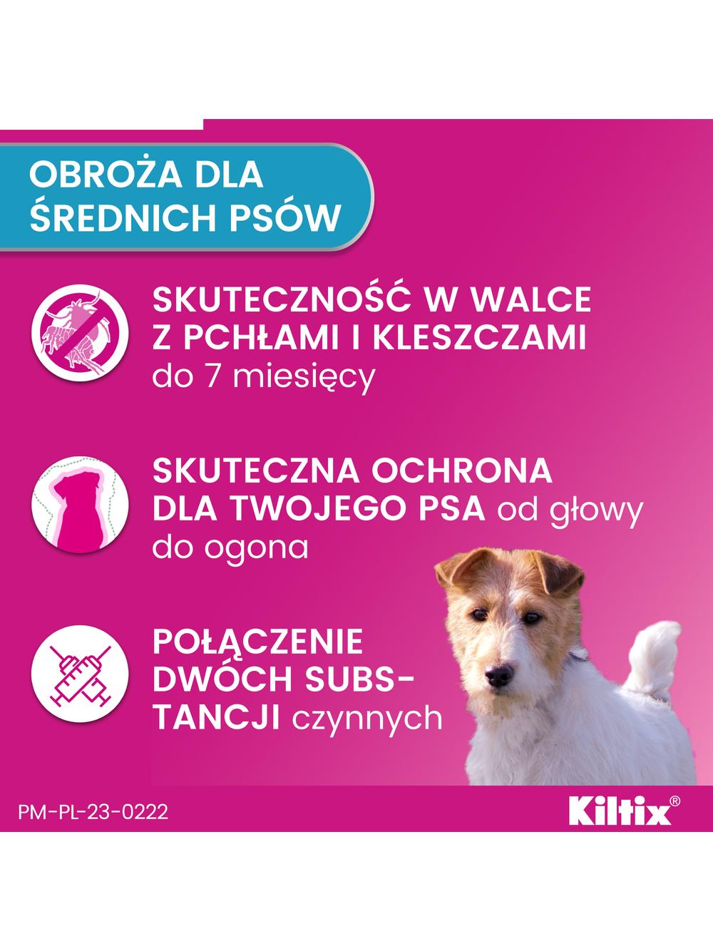 Kiltix Obroża dla psów średnich dł, 53cm+ TRIXIE Szczypce do usuwania kleszczy 9cm