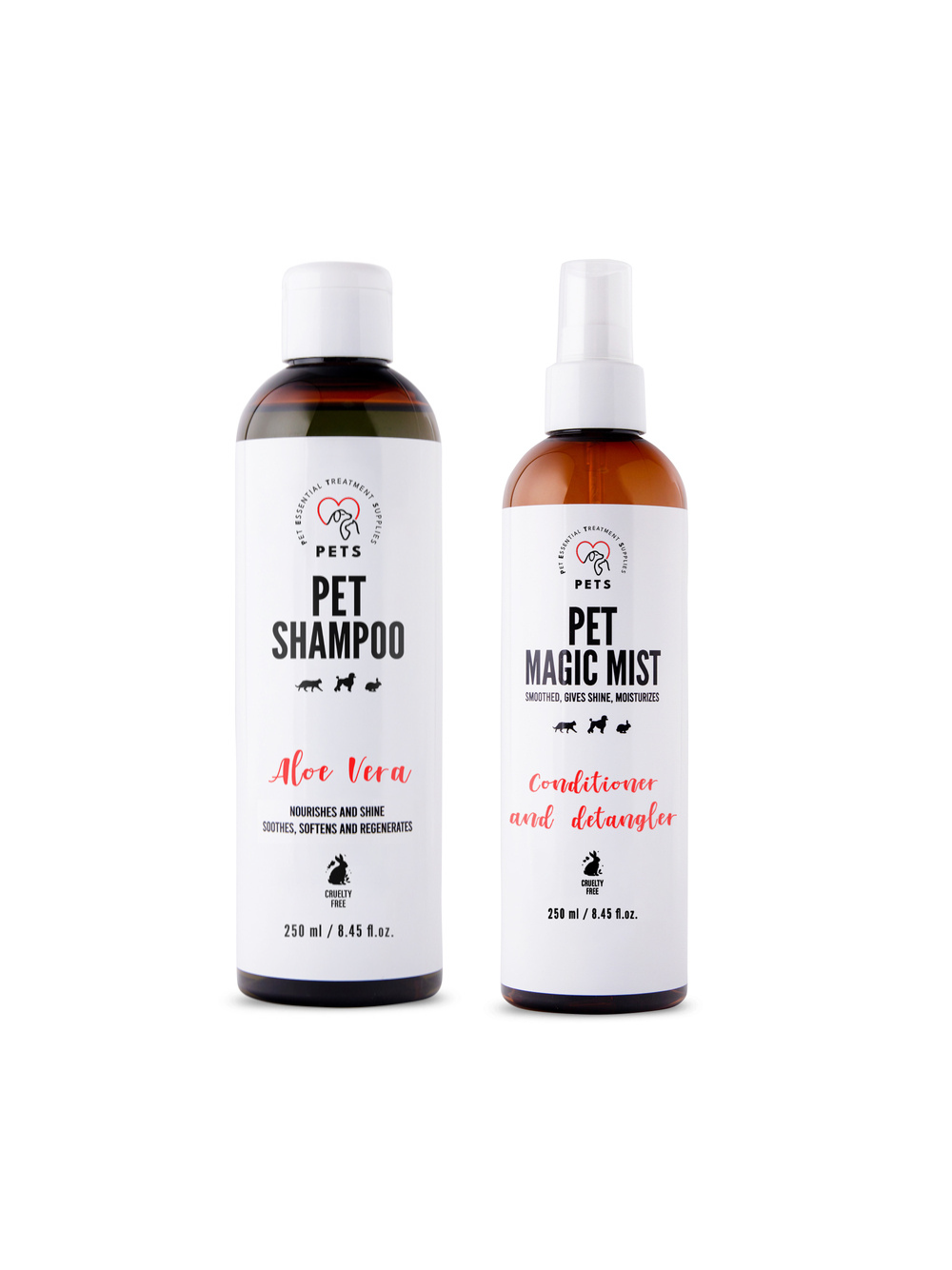PET Shampoo Aloe Vera/Szampon Aloesowy 250ml Odżywczy i nabłyszczający + Pet Magic Mist - Magiczna Mgiełka do Sierści 250ml Łatwe rozczesywanie i odżywiona sierść