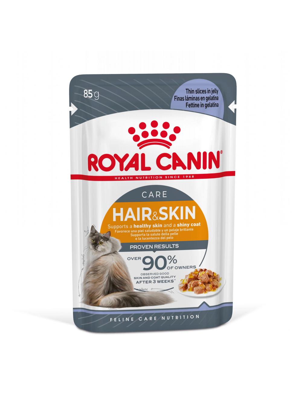 ROYAL CANIN Hair&Skin 12x85g w galaretce karma mokra w galaretce dla kotów dorosłych, zdrowa skóra, piękna sierść + niespodzianka dla kota GRATIS!