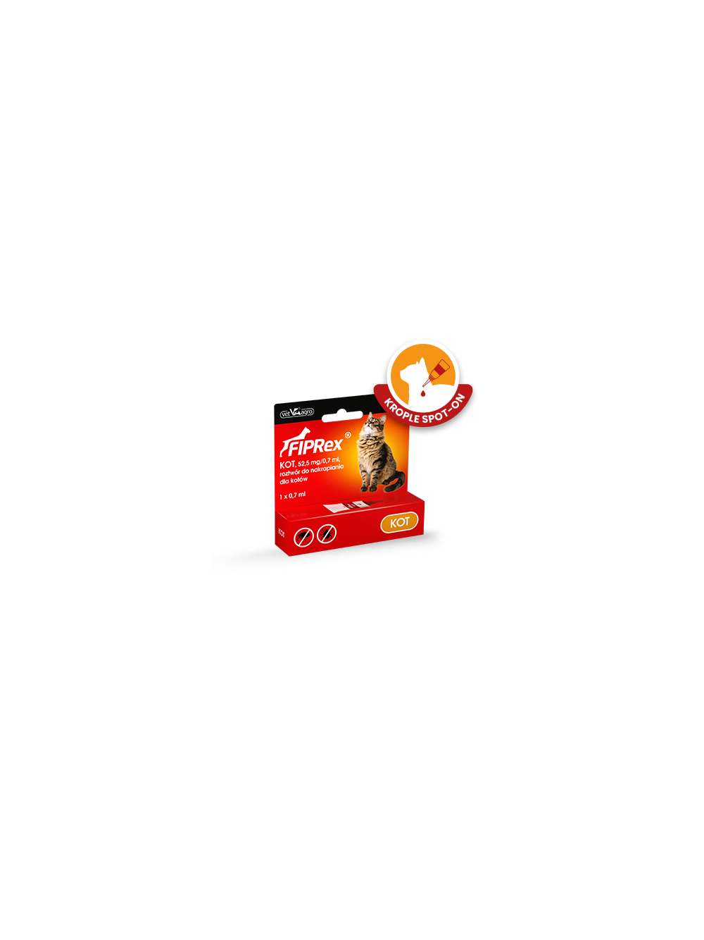 Fiprex KOT, 52,5 mg/0,7 ml, roztwór do nakrapiania dla kotów+ Cestal Cat tabletki na odrobaczanie kotów 2szt