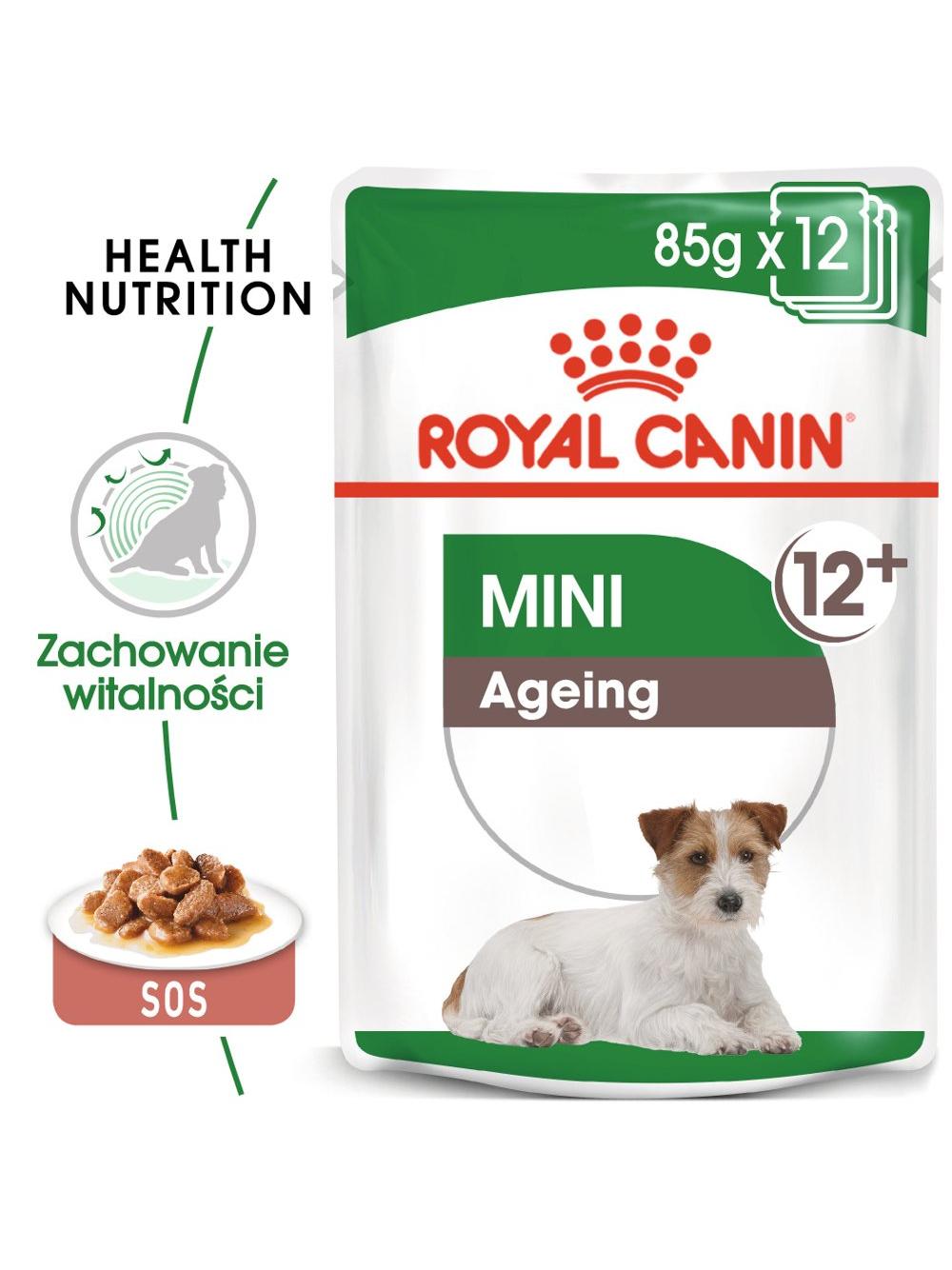ROYAL CANIN Mini Ageing 12+ 12x85g  karma mokra w sosie dla psów dojrzałych po 12 roku życia, ras małych