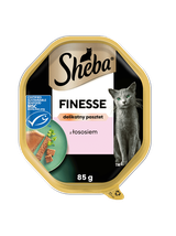SHEBA Finesse tacka 44x85 g – mokra karma pełnoporcjowa dla dorosłych kotów, z łososiem, w pasztecie
