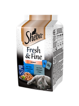 SHEBA saszetka 6x50g Fresh & Fine - mokra karma dla kotów w sosie (z tuńczykiem, z dorszem)
