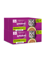 WHISKAS Adult saszetki 160x85g Mix Smaków - mokra karma dla dorosłego kota, w galaretce (kawałki z: wołowiną, kurczakiem, łososiem, tuńczykiem)