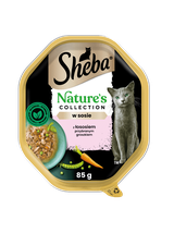 SHEBA Nature’s Collection tacka 22x85 g – mokra karma pełnoporcjowa dla dorosłych kotów, kawałki z łososiem przybranym groszkiem, w sosie