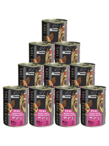 Super Beno PIES bezzbożowe kąski z cielęciną, wątróbką drobiową i sercami drobiowymi w sosie 10x415g