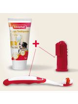 Beaphar PUPPY DENTAL KIT - zestaw: pasta do zębów 50g + szczoteczka dla szczeniąt + szczoteczka naparstkowa