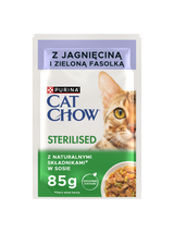 CAT CHOW Sterilised Karma dla kotów z jagnięciną i zieloną fasolką w sosie 10x85g