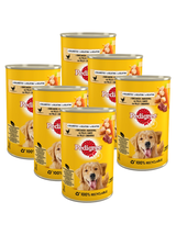 PEDIGREE Adult puszka 6x400g - mokra karma pełnoporcjowa dla dorosłych psów, z kurczakiem i marchewką w galaretce