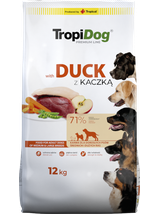 TROPIDOG Premium adult medium & large breed kaczka z ryżem 12kg