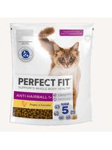 Perfect Fit™ Anti-hairball 1+, 6x750 g – sucha karma pełnoporcjowa dla kotów, bogata w kurczaka