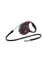 FLEXI Smycz oryginalna Black Design różowa S - 5m do 12kg - linka