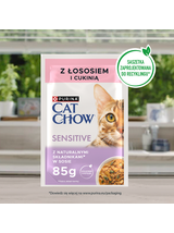 CAT CHOW Sensitive Karma dla kotów z łososiem i cukinią w sosie 10x85g