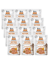 BRIT CARE Cat Kitten Fillets in Gravy with Savory Salmon Enriched with Sea Buckthorn and Nasturtium 12x85g