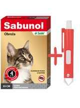 Sabunol szara obroża przeciw pchłom  dla kota 35 cm+ TRIXIE Szczypce do usuwania kleszczy 9cm