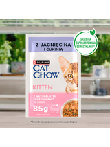 CAT CHOW Kitten Karma dla kociąt z jagnięciną i cukinią w sosie 10x85g