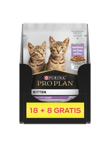 PRO PLAN Nutrisavour Kitten Karma dla kociąt delikatne kawałki z indykiem w sosie 26x85g (18+8 GRATIS)