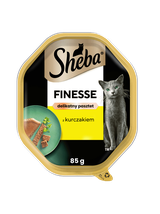 SHEBA Finesse tacka 85 g – mokra karma pełnoporcjowa dla dorosłych kotów, z kurczakiem, w pasztecie