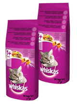 WHISKAS Adult 2x14 kg - sucha karma dla dorosłego kota, z pysznym tuńczykiem