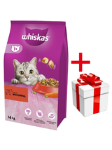 WHISKAS Adult 14 kg - sucha karma dla dorosłego kota, z pyszną wołowiną + niespodzianka dla kota GRATIS!!!
