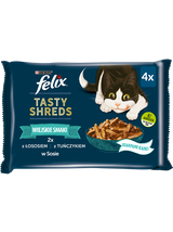 FELIX Tasty Shreds  mokra karma dla kota z łososiem i tuńczykiem w sosie 4x80g