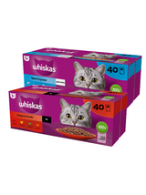WHISKAS Adult saszetki 40 x 85 g Rybne Przysmaki - mokra karma dla dorosłego kota, w galaretce + WHISKAS Adult saszetki 40 x 85 g Klasyczne Posiłki