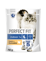 PERFECT FIT (Indoor 1+) 6x750g Bogaty w kurczaka - sucha karma dla kota żyjącego w domu