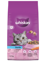 WHISKAS Sterile 1,4 kg sucha karma pełnoporcjowa dla dorosłych kotów po zabiegu kastracji z pysznym łososiem