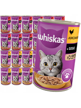WHISKAS Adult puszka 24x400g -mokra karma dla dorosłego kota,  kurczak/wołowina w sosie