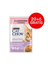 CAT CHOW Sensitive Karma dla kotów z łososiem i cukinią w sosie 85g Saszetka 20+6 GRATIS