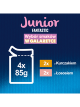 FELIX Fantastic Junior w galaretce z kurczakiem i łososiem 4x85g