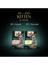 SHEBA Kitten Wybór Smaków saszetki 40x85 g – mokra karma pełnoporcjowa dla kociąt, w sosie (kawałki z: łososiem, kurczakiem)