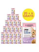 CAT CHOW Sensitive Karma dla kotów z łososiem i cukinią w sosie 85g Saszetka 20+6 GRATIS