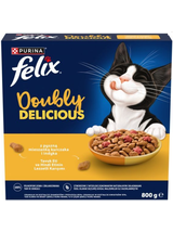 Karma dla kota Felix Doubly Delicious z pyszną mieszanką kurczaka i indyka 800 g